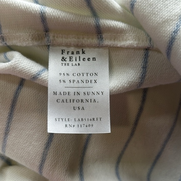 Frank and Eileen Tee Lab Oversized Continuous Sweatshirt White Blue Stripe S - Picture 8 of 13
